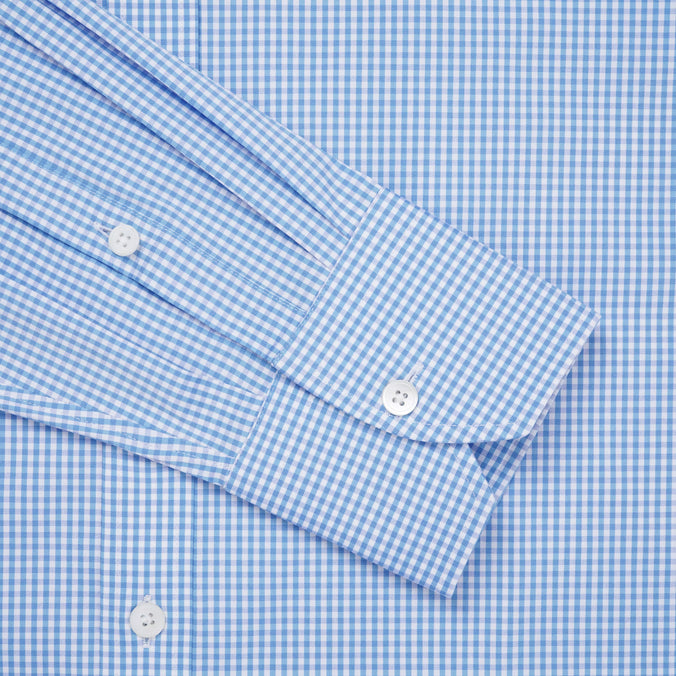 Sky Blue & White Athletic Fit Gingham Check Formal Shirt