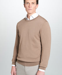 Camel Merino Wool Crew Neck Sweater