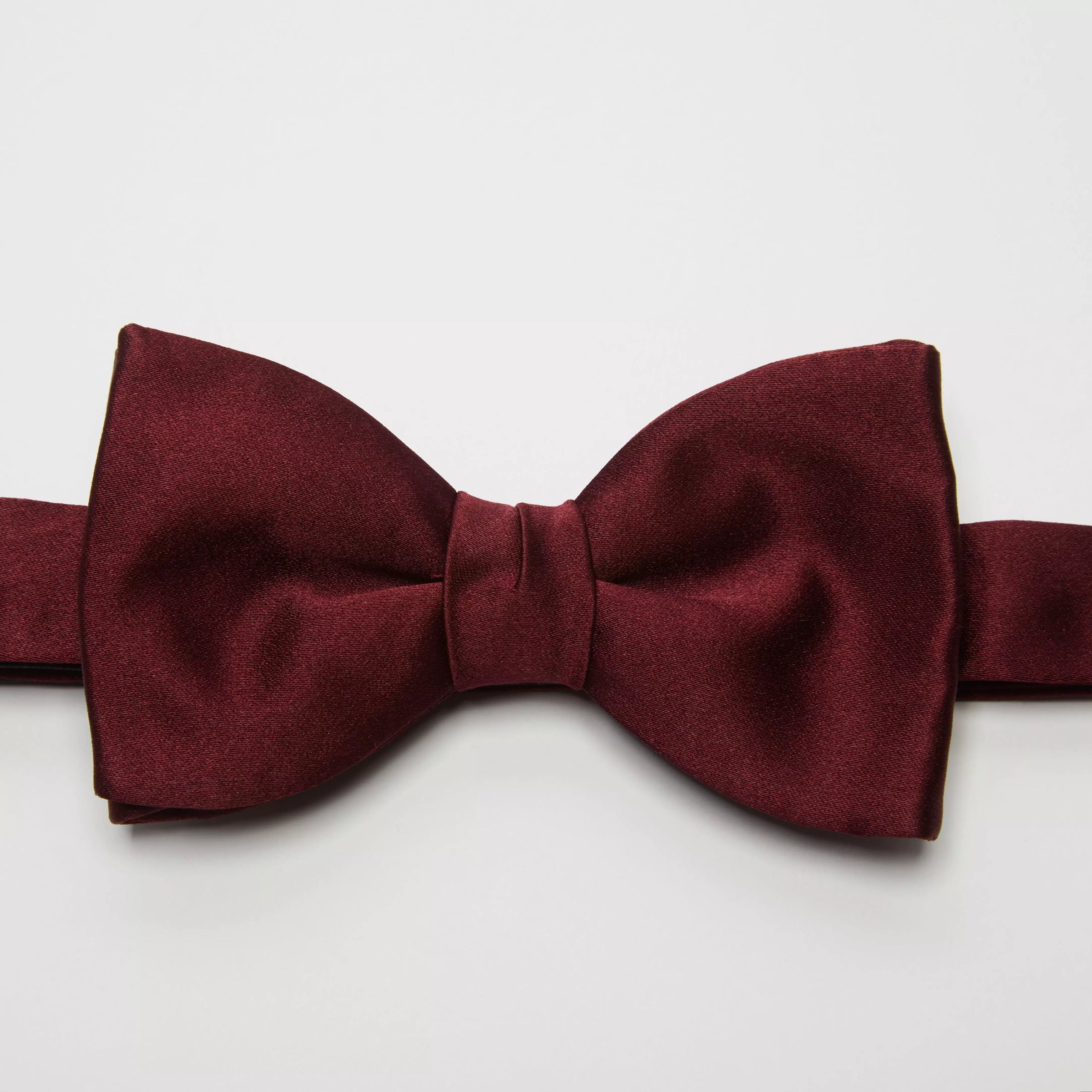 Burgundy Red Silk Satin Bow Tie