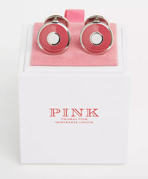 Pale Pink Silver Finish Enamel Target Cufflinks