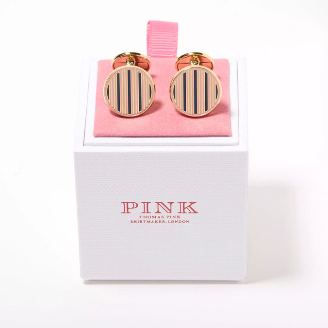 Pale Pink & Blue Enamel Striped Cufflinks