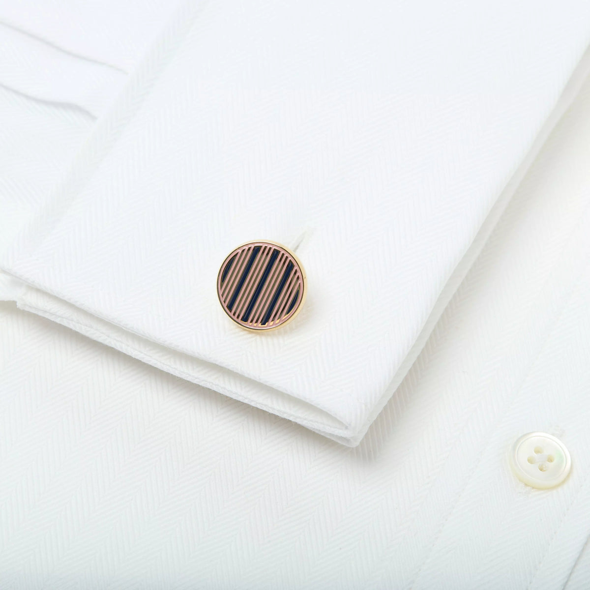 Pale Pink & Blue Enamel Striped Cufflinks
