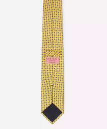 Yellow & Blue Small Biscuit Motif Silk Printed Tie