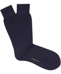 Navy Blue Mid Length Fine Merino Wool Socks