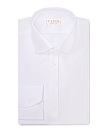 White Slim Fit Formal Double Cuff Ramses Poplin Shirt