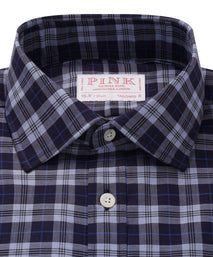 Pale Blue & Blue Tailored Fit Plaid Melange Check Formal Shirt