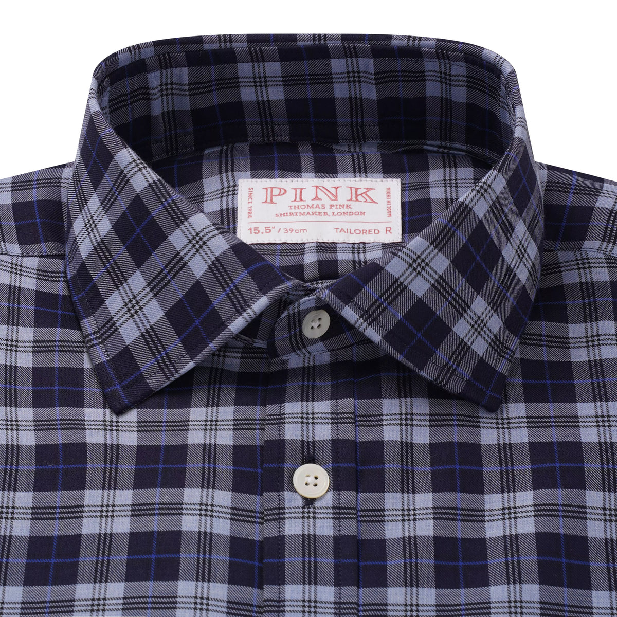Pale Blue & Blue Tailored Fit Plaid Melange Check Formal Shirt