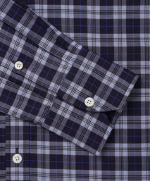 Pale Blue & Blue Tailored Fit Plaid Melange Check Formal Shirt