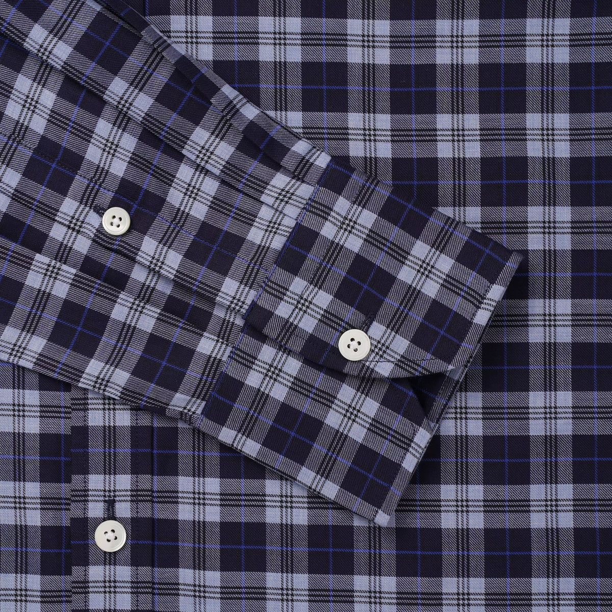 Pale Blue & Blue Tailored Fit Plaid Melange Check Formal Shirt