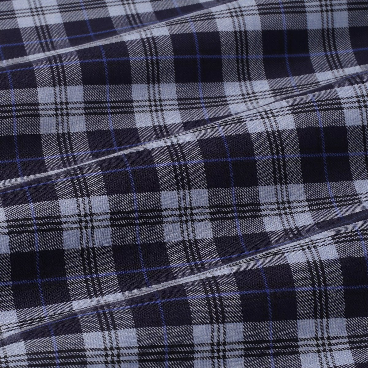 Pale Blue & Blue Tailored Fit Plaid Melange Check Formal Shirt
