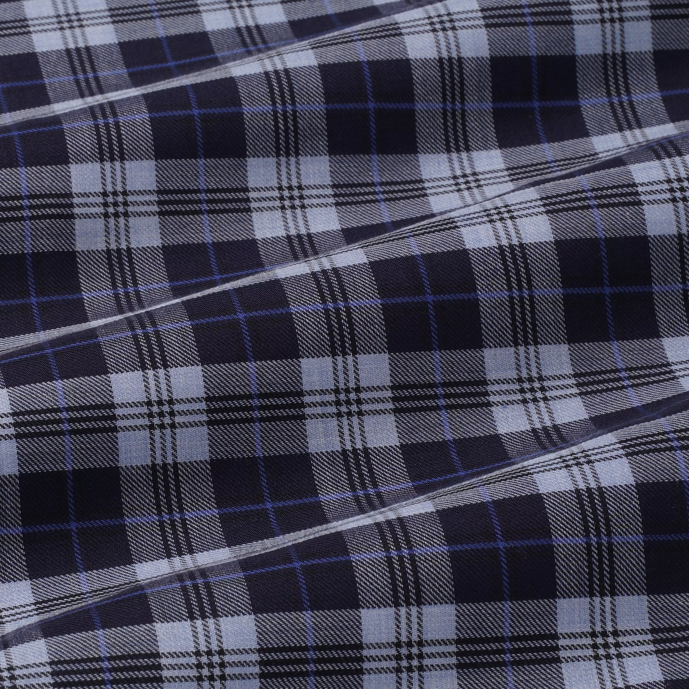 Pale Blue & Blue Tailored Fit Plaid Melange Check Formal Shirt