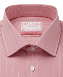 Pink & White Classic Fit Double Cuff Downing Pin Stripe Formal Shirt