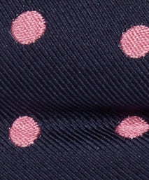 Navy & Pink Polka Dot Silk Woven Tie